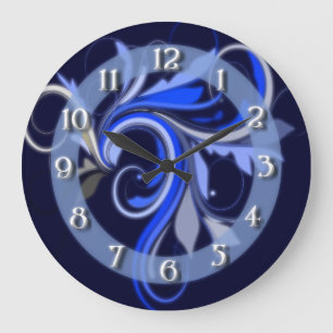 Blaue Blüte Große Wanduhr