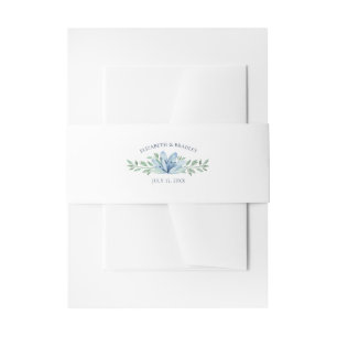 Blaue Blüte und Grüne Hochzeit Einladungsbanderole