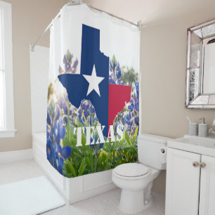 Blaue Blüten Bluebonnets Texas texanisch Floral  Duschvorhang