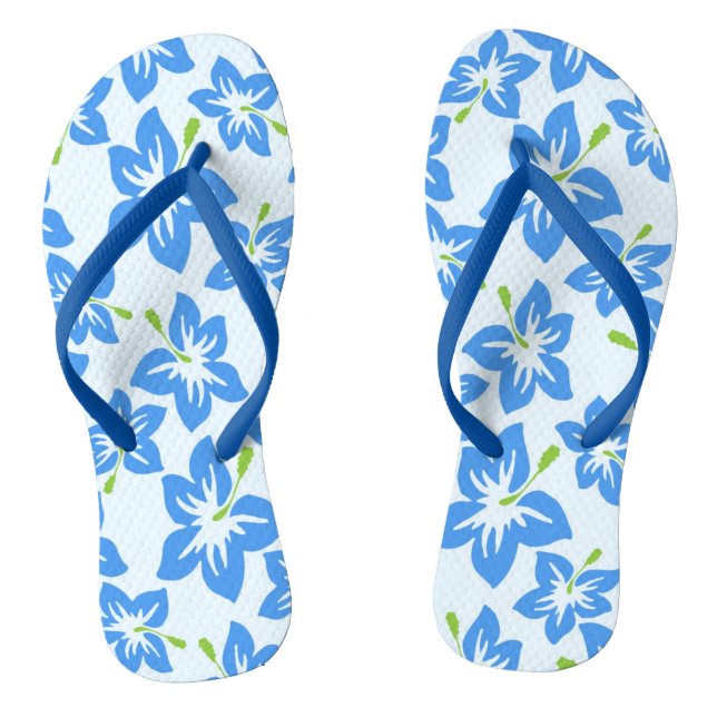 Blaue Blüten Blumen Flip Flops (Fußbett)