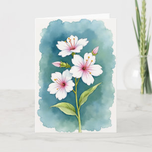 Blaue Blüten erblühen auf lieblicher Karte