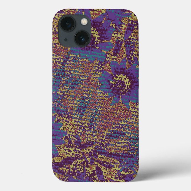 Blaue Blüten gegen das Muster der Blättertarnung Case-Mate iPhone Hülle (Rückseite)
