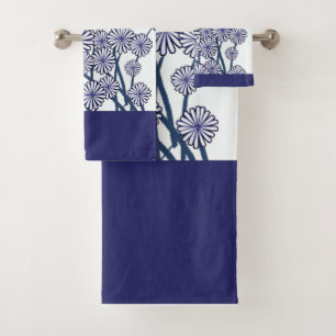 Blaue Blüten Geschenk Badhandtuch Set
