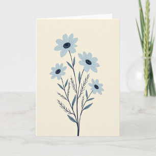Blaue Blüten-Grußkarte Karte