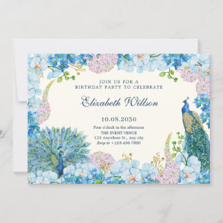 Blaue Blüten Orchideenpfanne Geburtstag Einladung
