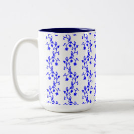 Blaue Blütenblätter Zweifarbige Tasse
