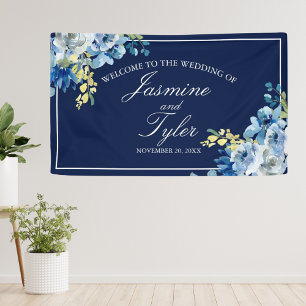 Blaue Blütenblume Elegant Begrüßung Banner