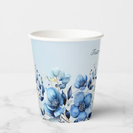 Blaue Blütenblumen Papier-Cups Pappbecher