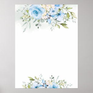 Blaue Blütenblüte Benutzerdefiniertes Zeichen Poster
