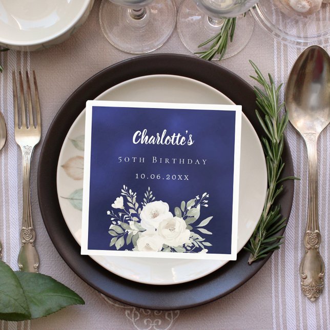 Blaue Blütenblütenblüten Rose Serviette (Von Creator hochgeladen)