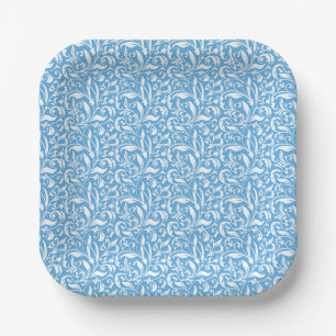 Blaue Blütenmuster Pappteller
