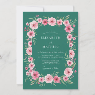 Blaue Blütenromanze Hochzeit Einladung