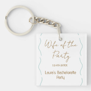 blaue Bogen Frau der Party Name Datum spanische Gr Schlüsselanhänger