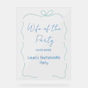 blaue Bogen Frau des Party-Namens Datum spanische  Acrylschild