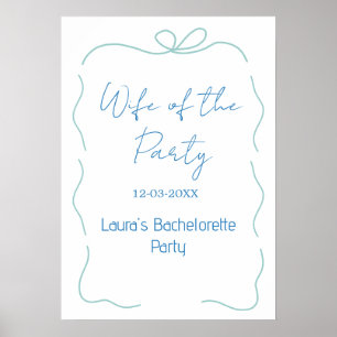 blaue Bogen Frau des Party-Namens Datum spanische  Poster