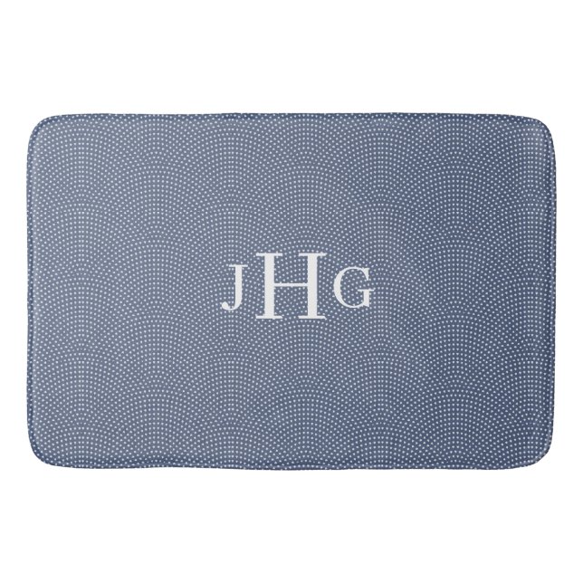 Blaue Bögen mit weißen Punkten Badematte (Vorderseite)