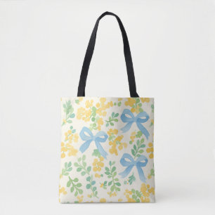 Blaue Bogen und gelbes florales Kernmuster