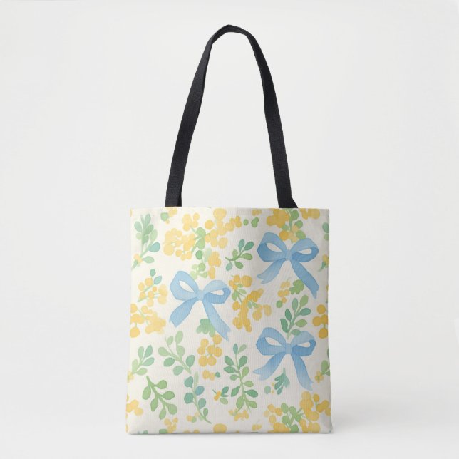 Blaue Bogen und gelbes florales Kernmuster (Vorderseite)