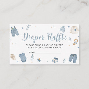 Blaue Boho-Babymode-Windel-Raffle-Karte Begleitkarte