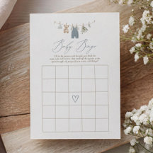 Blaue Boho-Babysachen Baby-Party-Bingo