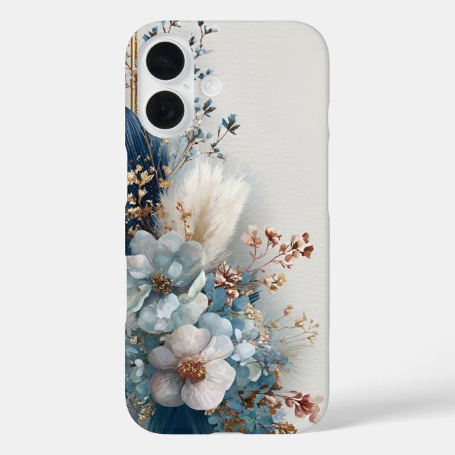 Blaue Boho-Blumen  Case-Mate iPhone Hülle (Rückseite)