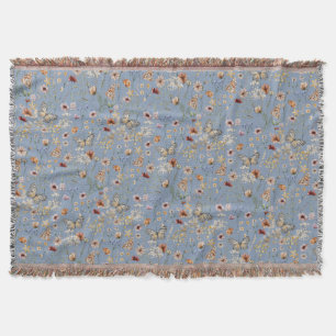 Blaue Boho-Blumen-Wurfdecke Decke