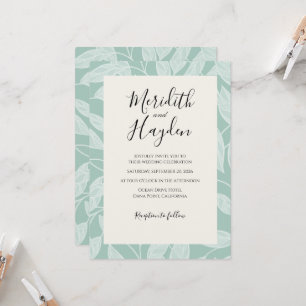 Blaue Boho-Botanische Hochzeit Einladung