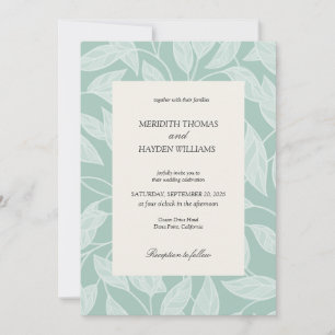 Blaue Boho-Botanische Hochzeit Einladung