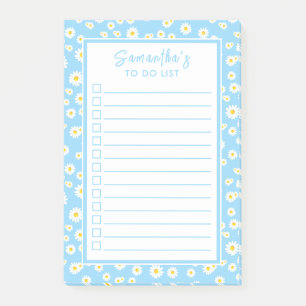 Blaue Boho-Frühlingsgänseblümchen To-Do-Liste Post-it Klebezettel