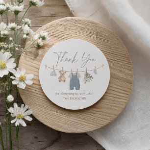 Blaue Boho-Kleidung für Babyjungen Baby-Party Runder Aufkleber