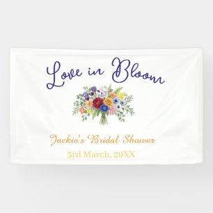 blaue boho-liebe in blüte Brautdusche Name Retro Banner