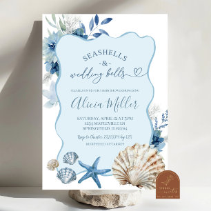 Blaue Boho-Sommer-Strand-Brautabschiedseinladung Einladung