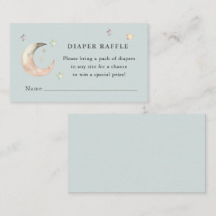 Blaue Boho Über den Mond Baby Shower Windel-Raffle Begleitkarte