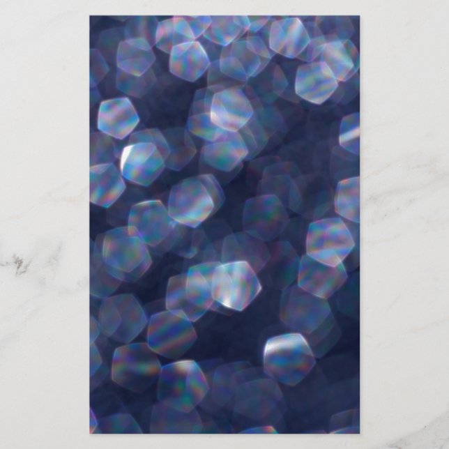 Blaue Bokeh-Lichter funkeln Briefpapier (Vorderseite)