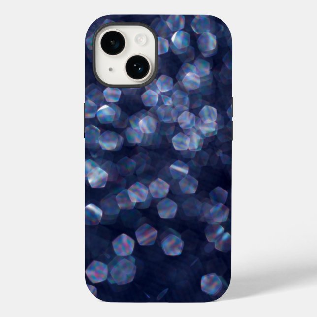 Blaue Bokeh-Lichter mit Funkeln Case-Mate iPhone Hülle (Rückseite)