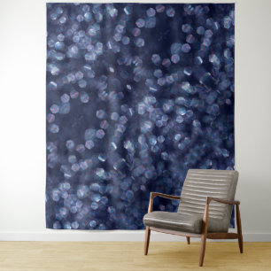 Blaue Bokeh-Lichter mit Funkeln Wandteppich