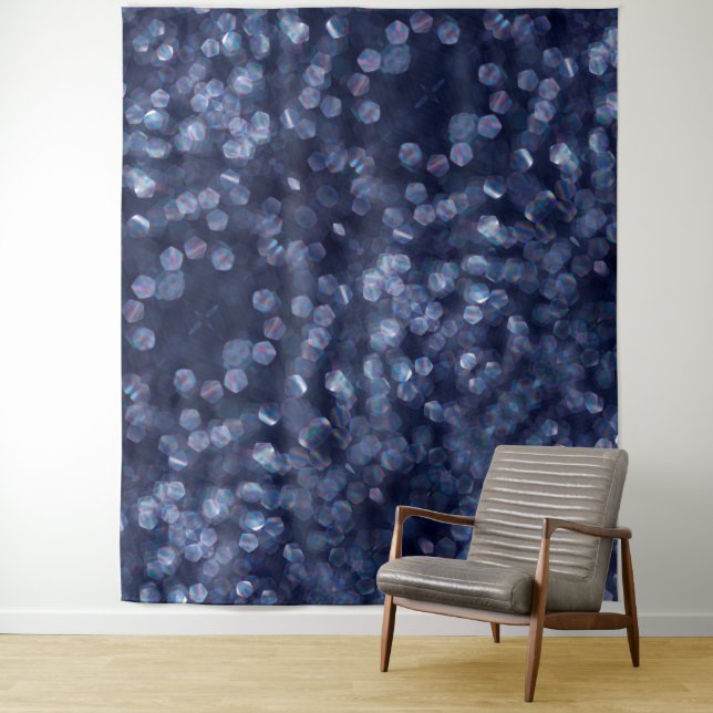 Blaue Bokeh-Lichter mit Funkeln Wandteppich (Beispiel)