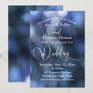 Blaue Bokeh-Lichter & Typografie 32 Hochzeit 3 Einladung