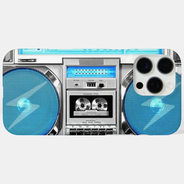 Blaue Boombox Case-Mate iPhone Hülle (Rückseite (Horizontal))