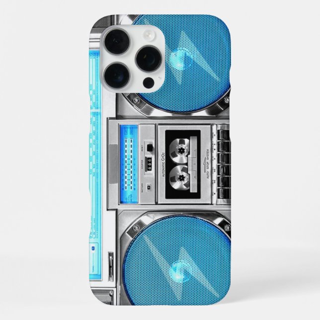 Blaue Boombox iPhone Hülle (Rückseite)