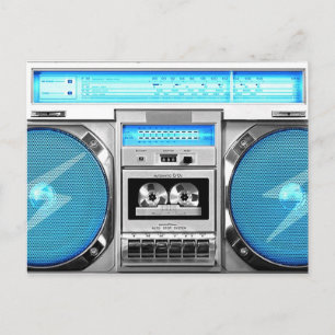 Blaue Boombox Postkarte