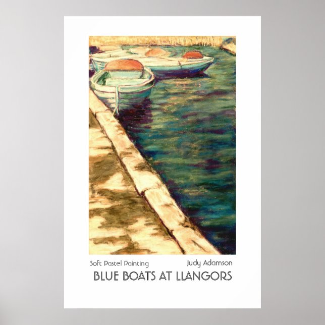 'Blaue Boote bei Llangors' Poster/Print Poster (Vorne)