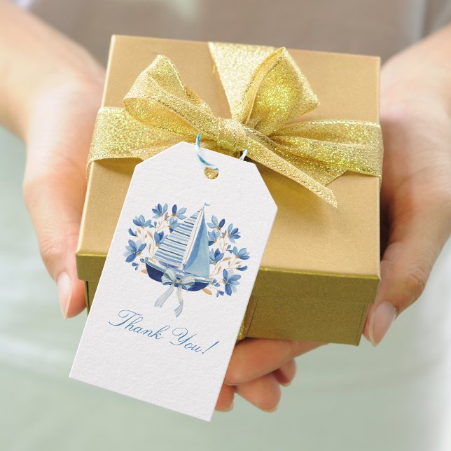 Blaue Boote & Bögen  Geschenkanhänger (Von Creator hochgeladen)