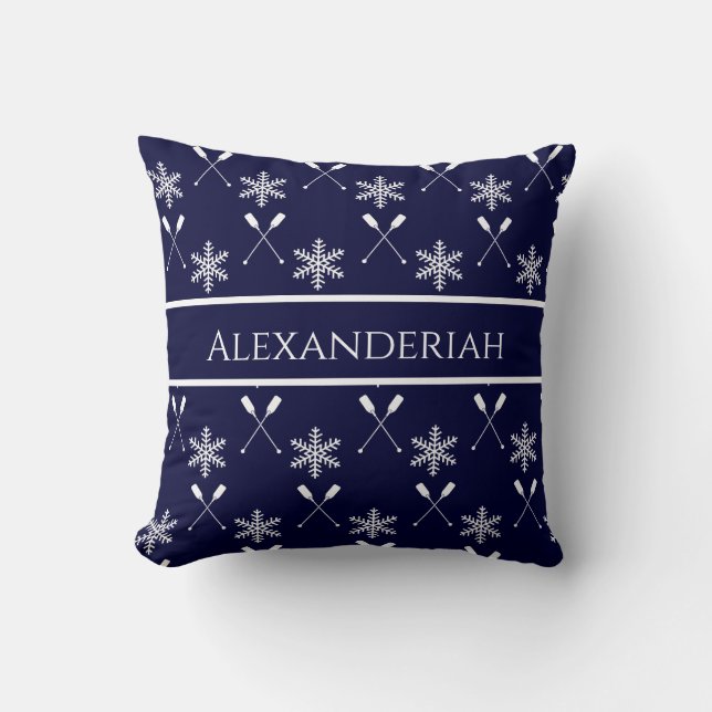 Blaue Bootspaddel Snowflake Urlaub Kissen (Vorderseite)