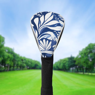 Blaue botanische Aquarell-Blumen Golf Headcover