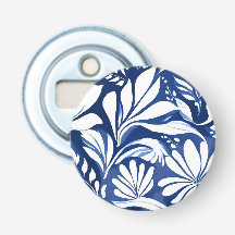 Blaue botanische Aquarell-Blumen weißes Muster