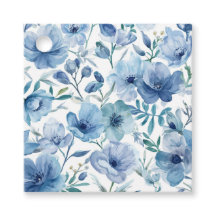 Blaue botanische Aquarell-Blumengarten