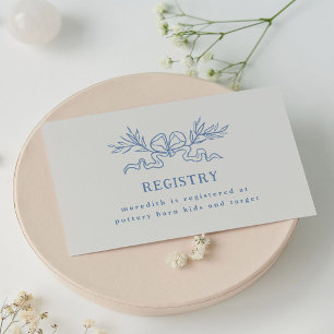 Blaue Botanische Band Baby Shower Geschenkeliste  Begleitkarte