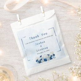 Blaue Botanische Eleganz Hochzeit Geschenktütchen