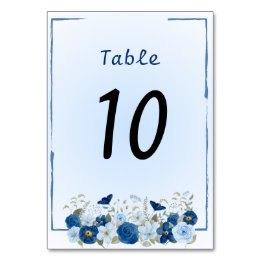 Blaue Botanische Eleganz Hochzeit Tischnummer